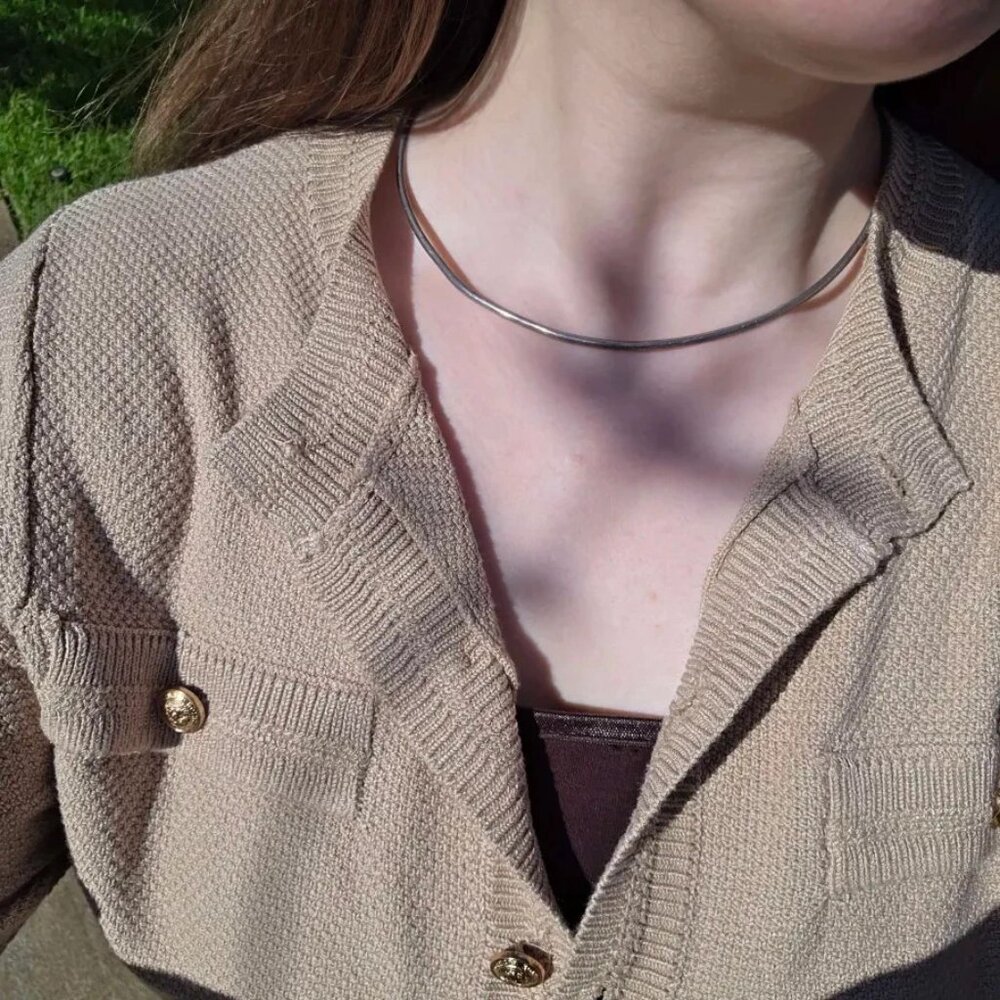 Sterling Silver Collar Choker Necklace 925 Solid Silver Tested Bendable